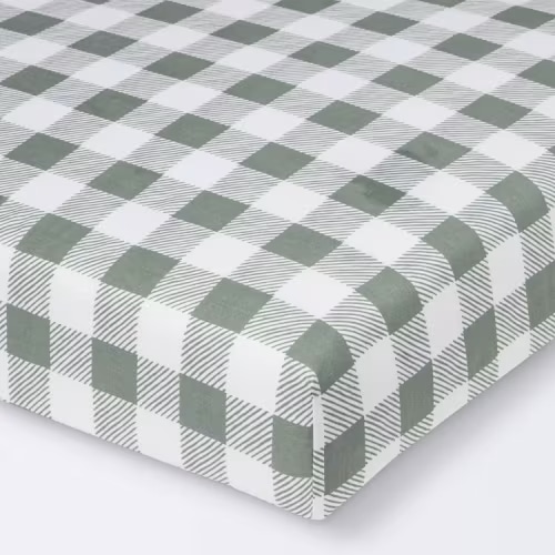 Fitted Crib Sheet - Cloud Island™ Green Gingham
