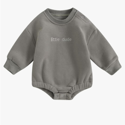 VISGOGO Newborn Infant Baby Boy Girls Oversized Romper Little Dude Sweater Onesie Coming Home Outfit Neutral Clothes