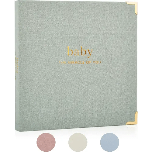 Keepsake Baby Memory Book for Boys and Girls – Timeless First 5 Year Baby Book – Gender Neutral Sage Baby Journal Scrapbook or Photo Album - A Milestone Book to Record Every Event from Birth to Age 5