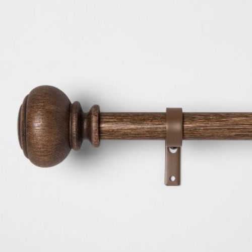 66"-120" Wood Knob Curtain Rod Dark Brown - Threshold™: Steel, Painted Finish, Single Rod, 0.875" Diameter