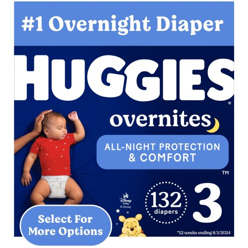 Huggies Overnites Nighttime Diapers, Size 3 (16-28 lbs), 132 Ct (Select for More)