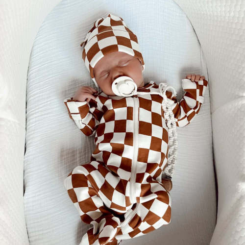 Stracciatella Checkerboard / Organic Zip Footie