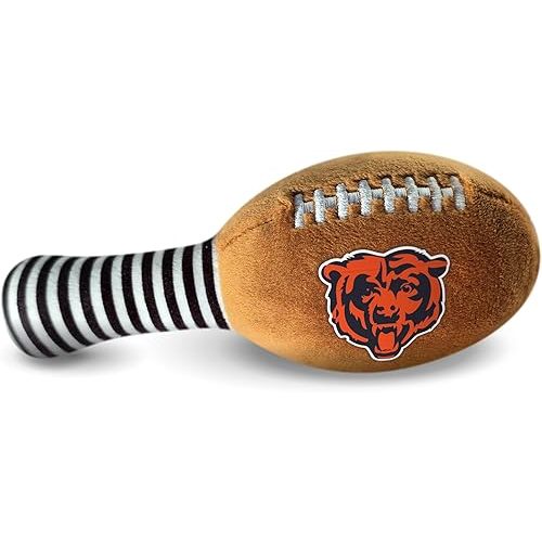 Chicago Bears Plush Football Rattle by Smilo - Officially Licensed NFL Baby Rattle Toy - Soft Baby Rattle with Bell - for Babies and Toddlers from 3 Months