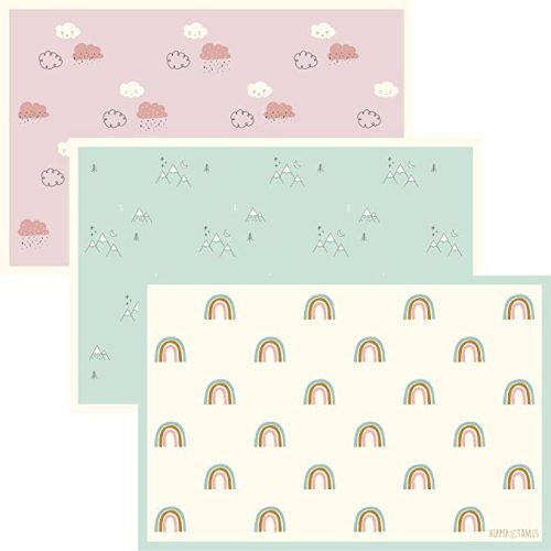 Disposable Placemats Baby - Pack of 45 BPA Free Table Toppers for Kids and Toddlers - Extra Sticky Travel Mat for Restaurant (Cream/Sage/Blush)