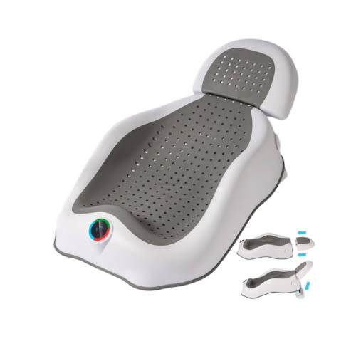 Baby Bath Support Newborn Bathtub with Water Temp Reminder Card - Adjustable,Ergonomic,Non-Slip Baby tubs for Newborns up to 6 Months,Foldable Infant tub for Bathtub,Sink,Bathroom(Gray)