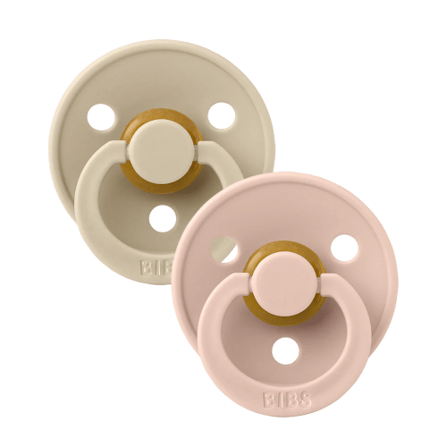 BIBS Colour Latex Pacifier Size 1, 0-6 Months, Vanilla/Blush, 2 Pack