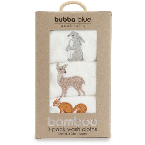 Bubba Blue Woodland Bamboo Wash Cloths 3 Pack