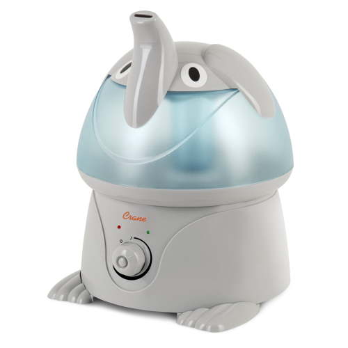 Crane Ultrasonic Elephant Humidifier, 1 Gallon Cool Mist Animal Humidifier for Nursery and Bedroom, Auto Shut-Off, Optional Filter