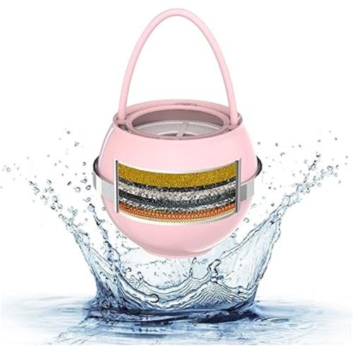 SHLLKTTRY Bath Water Filter for Tub Faucet with Overflow,Filtration,Remove Contaminants,Chlorine,Fluoride,Hard Water Softener,Enhances Health of Skin,Hair,Nails,Relieve Eczema,3,000 Gallons,Pink