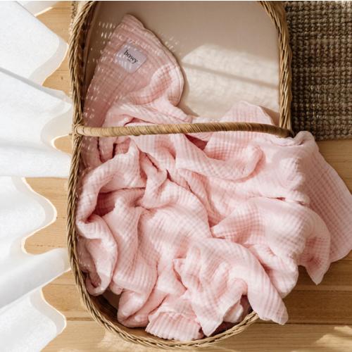 Muslin Bubble Blanket - Blush Pink