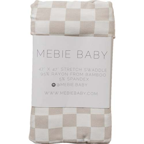 taupe checkered bamboo stretch swaddle