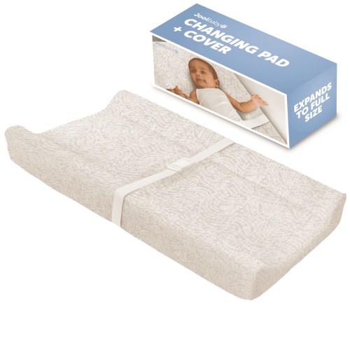 Jool Baby Soft Changing Pad + Washable Cover, Non-Slip - Fits Standard Changing Tables & Dressers (Wave Pattern, Oatmilk)