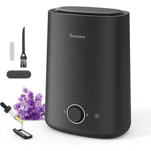 BREEZOME 5L Humidifiers for Bedroom, Ultrasonic Cool Mist Top Fill Humidifier & Essential Oil Diffuser, 360°Nozzle, Auto Shut-off, 50H Runtime, Quiet Humidifiers for Large Room, Baby Nursery, Plants