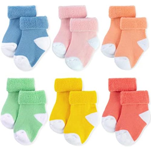 JAKIDAR 6 Pairs Baby Socks for Infant Newborn Thick Warm Socks Cotton Sock Shoes