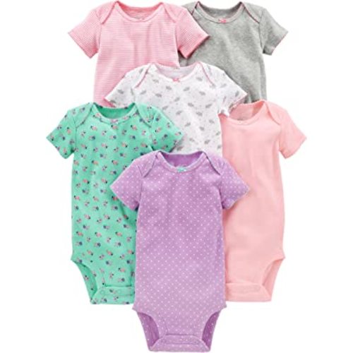 Simple Joys by Carter's Baby Girls' Short-sleeve Bodysuit, Pack of 6