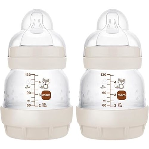 MAM Easy Start Anti-Colic Baby Bottles, Extra Slow Flow, Breastfeeding-Like Silicone Nipple Bottle, Reduces Colic, Gas, & Reflux, Easy-to-Clean, BPA-Free, Vented Baby Bottles for Newborns, 0-3 Months