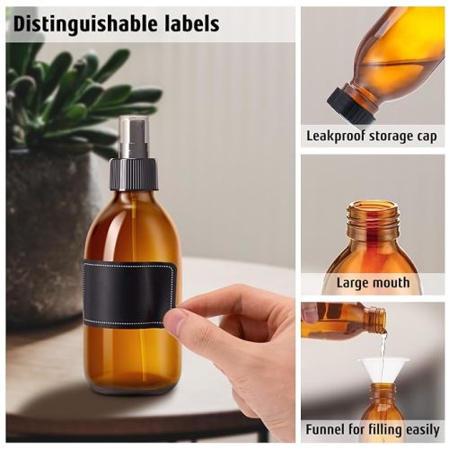Empty Amber Glass Spray Bottles 8.8oz, 2 Pack Empty Spray Bottle