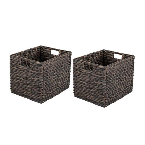 Better Homes & Gardens Collapsible Washed Water Hyacinth Cube Storage Bins, 2 Pack