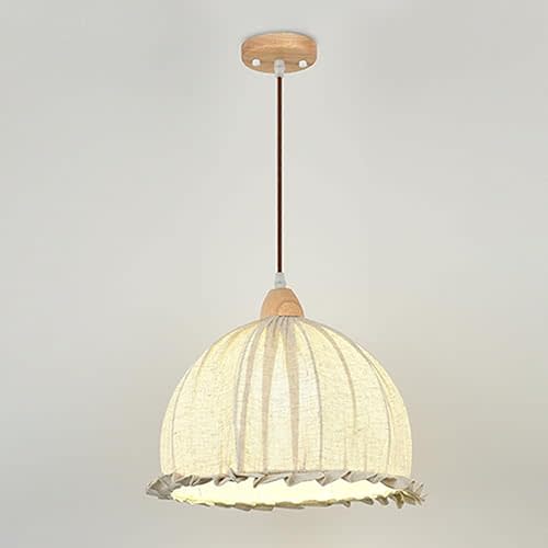 Farmhouse Fabric Pendant Light Fixtures Dome Pendant Lighting with Cloth Lampshade, Moder Rustic Linen Hanging Chandeliers for Living Room Kitchen Dining Room - E26 Socket