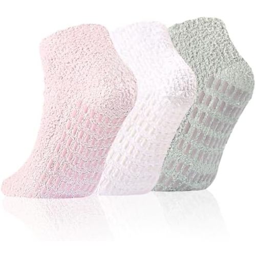 Slipper Socks Women Fuzzy Socks with Grips Men Warm Winter Non Slip Hospital Socks Home Cozy Grip Ankle Socks