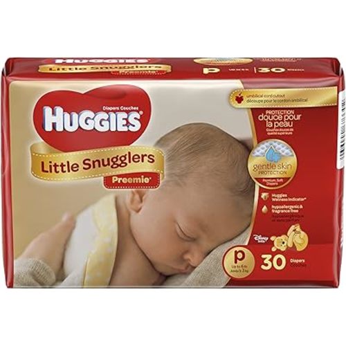 Huggies Gentle Care Preemies Diapers, Size P, 30-Count