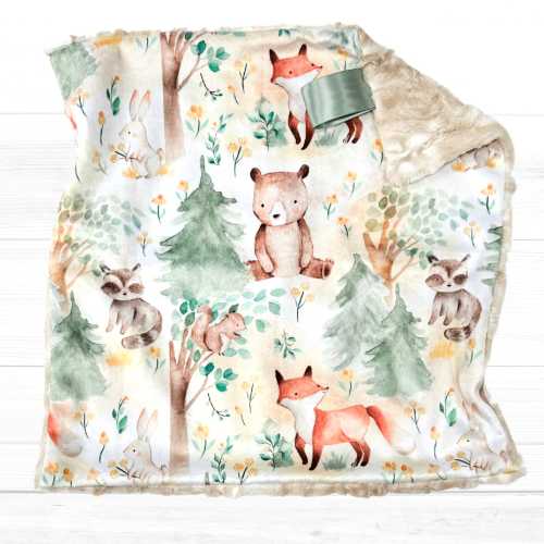 Personalized Woodland Animals Lovey for Babies | Forest Animals Baby Blanket | Baby Deer Lovey | Woodland Nursery Decor | Baby Shower Gift