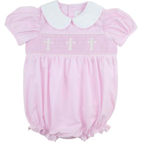 Pink Smocked Cross Bubble – Cecil & Lou