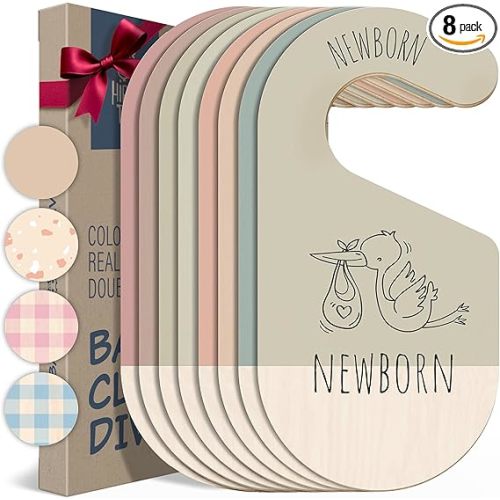 Baby Clothes Dividers For Closet - Wooden Baby Clothes Organizer Dividers for Boy & Girl, 8 Baby Closet Dividers by Size - Ideal Clothing Organizers
