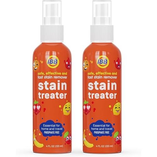 IBB Stain Remover Spray - 4oz 2 Pack - Essentials for Toddlers Learning to Eat - No Dry Cleaning Needed - Removes Food, Grease, Coffee Stains from Laundry, Fabric, and More
