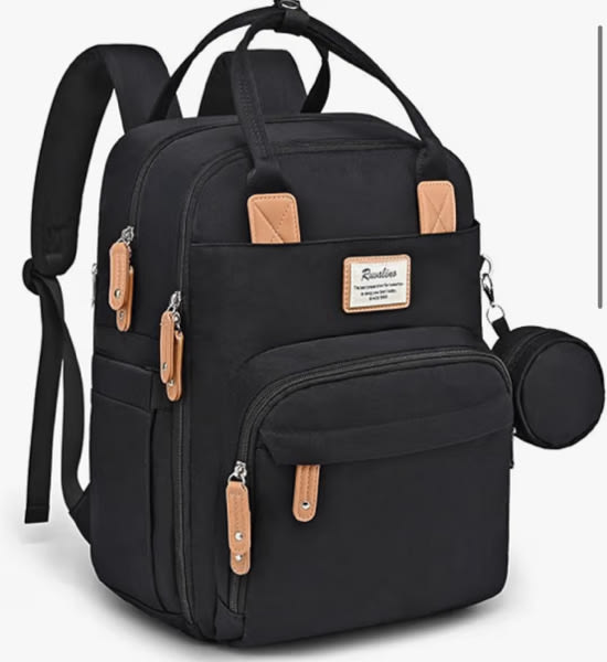 RUVALINO Diaper Bag Backpack, Multifunction Travel Pack Maternity Baby Changing Bags, Large Capacity, Waterproof, Black