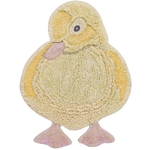 Lorena Canals Washable Animal Rug Ducky - Light Yellow, Yellow, Rose, Dark Grey - 97% Cotton, 3% Other fibers; Base: RugCycled Textile fibers, mainly Cotton