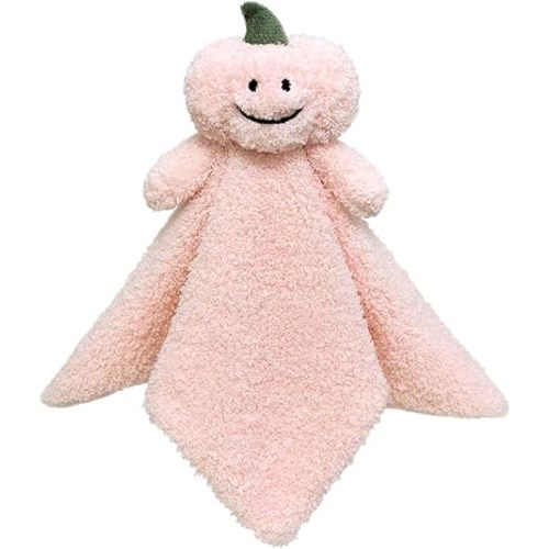 Baby Pink Pumpkin Soft Stuffed Animal Security Blanket, Plush Pumpkin Character Lovey Blanket, Baby Shower/Nursery Gift, Newborn Infant Toddler Snuggle Blankie for Boys Girls, 14 Inches