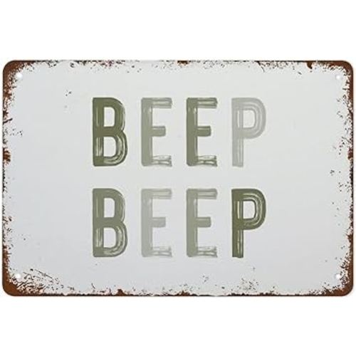 Funny Vintage Tin Metal Sign Beep Beep Nursery Decor Cars Theme Boys Room Wall Decor Green Toddler Room Wall Art 8x12 Inch Suitable for Home and Cafe Garage Wall Decor