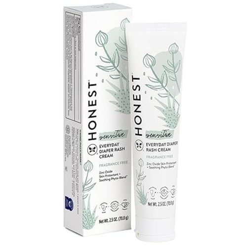 The Honest Company Hypoallergenic Diaper Rash Cream | Moisturizing + Calming Zinc Oxide Ointment | NEA Recognized, Cruelty Free | 2.5 oz