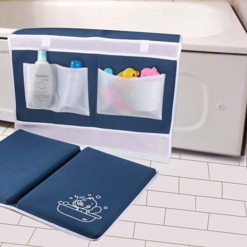Bath Kneeler Pad with Toy Organizer - Blue