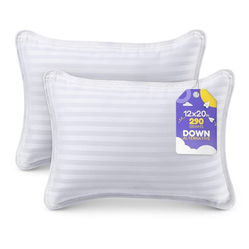 Utopia Bedding Toddler Pillow (White, 2 Pack), 12x20 Small Kids Pillow for Sleeping, Soft and Breathable Cotton Blend Shell, Ideal for Toddler Bed and Travel (Intended for Age 2 and up)