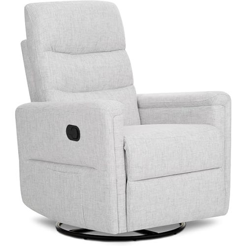 Evolur Peyton Manual Recline Glider with Full 360-Degree Swivel, Flexibility & Comfort, FSC Certified, in Fog Grey