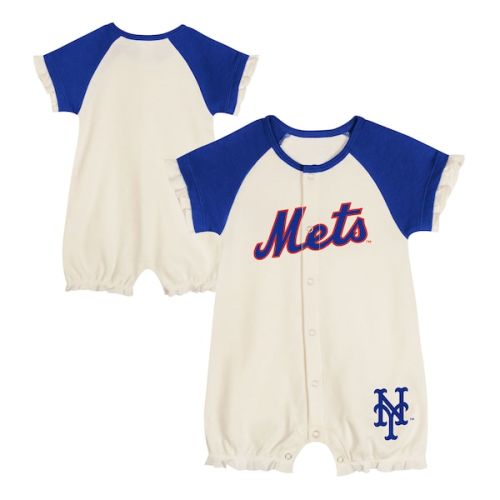 Infant New York Mets White Slide Run Raglan Coveralls