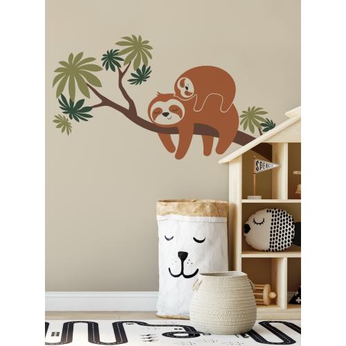 Sloth Family Wall Decal: Tree Branch Nursery Decor
