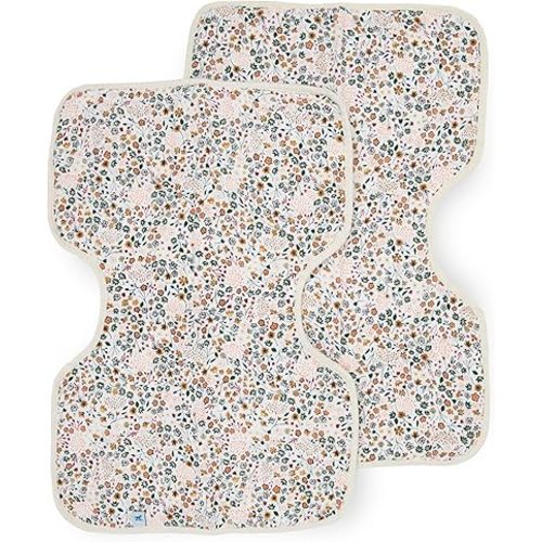 Little Unicorn 2 Pack Cotton Muslin Burp Cloths | 100% Cotton | Multi-Layer | Ultra Absorbent & Soft | Reversible | Large 21 x14 (Pressed Petals)