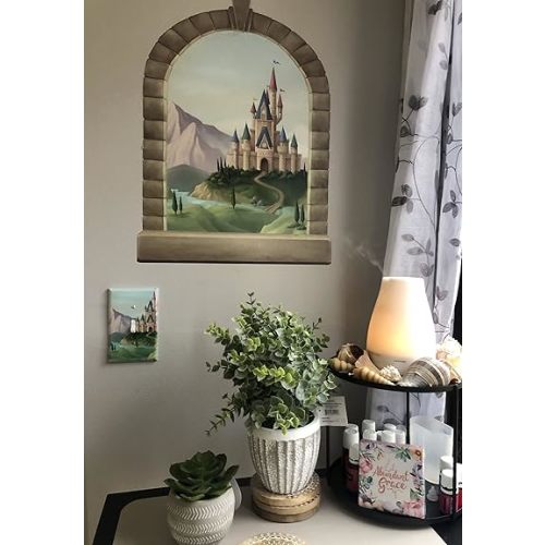 Romantic Fairy Tale Princess Castle Window Girl Room Decor Sticker Decorations for Kids Bedroom Small Mural Wall Decal Nursery Toddler Playroom Birthday Gift (14” x 22”)