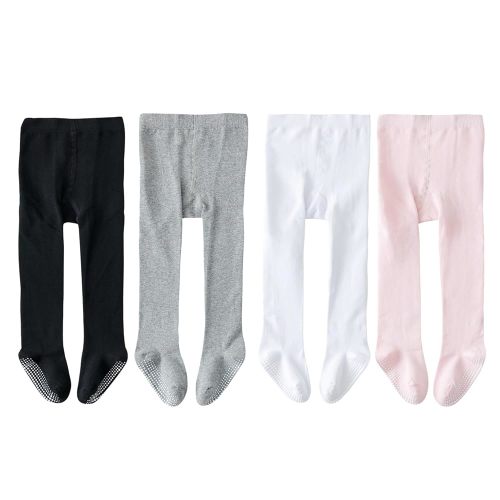 EPEIUS Baby Tights Baby Girls Non-Slip Plain/Ribbed Leggings Seamless Cotton Stockings Pantyhose Newborn Infant Toddler