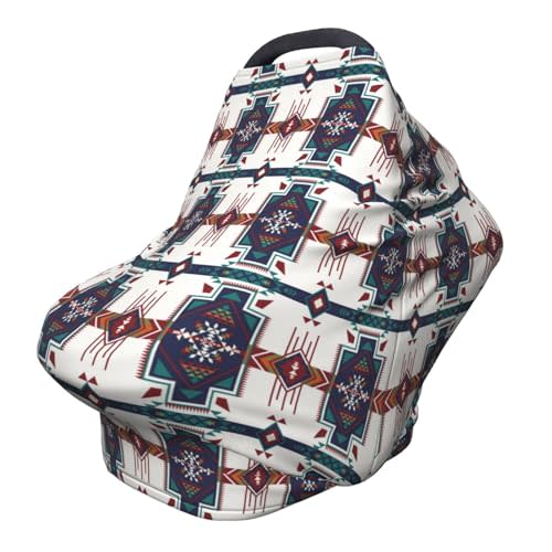 Western Aztec Southwest Navajo Baby Stuff Car Seat Cover for Baby Carseat Covers for Girl Boy Stretchy Soft Breathable Breastfeeding Infant Car Seat Canopy Carrier Cover