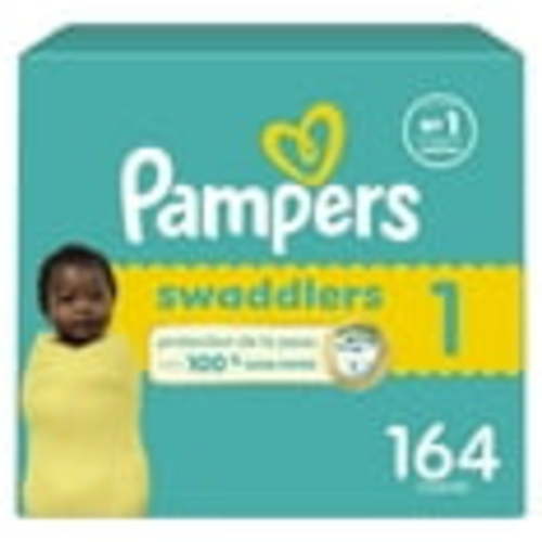 Pampers Swaddlers Newborn Diapers, Ultra-Soft and Absorbent, Hypoallergenic, Size 1, 164 ct