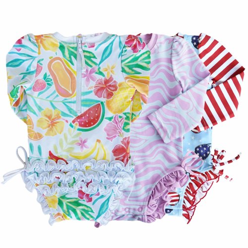 Long Sleeve Rash Guard With Ruffle Bottom | All Prints