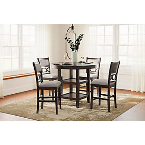 Langwest Counter Height Dining Table and 4 Barstools