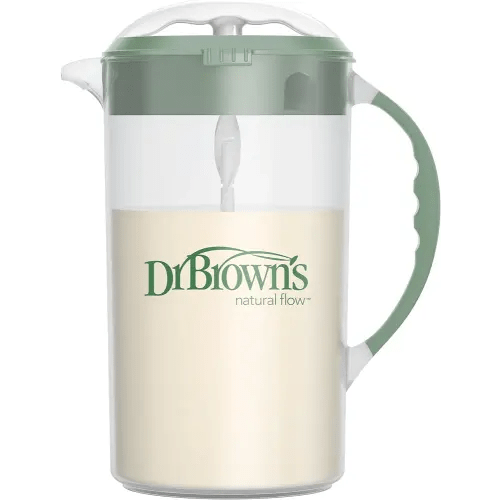 Dr. Brown's Baby Formula Mixing Pitcher with Adjustable Stopper, Locking Lid, & No Drip Spout, 32oz, BPA Free, Olive