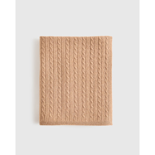 Luxe Cable Knit Cashmere Baby Blanket in Teak