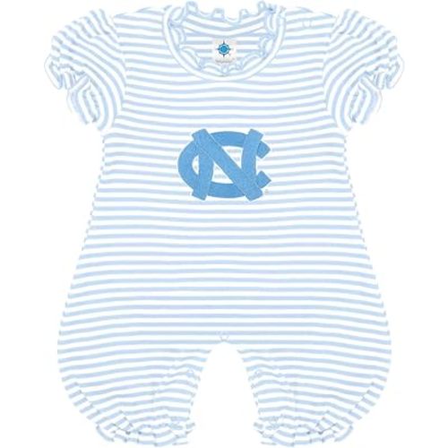 Creative Knitwear College Baby Striped Puff Sleeve Romper - Team Logo, Many Colors, for Girls (Newborn-12 Months)