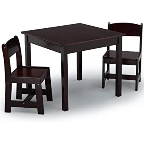 Delta Children MySize Kids Wood Table and Chair Set (2 Chairs Included) - Ideal for Arts & Crafts, Snack Time, Homework & More - Greenguard Gold Certified, Dark Chocolate, 3 Piece Set